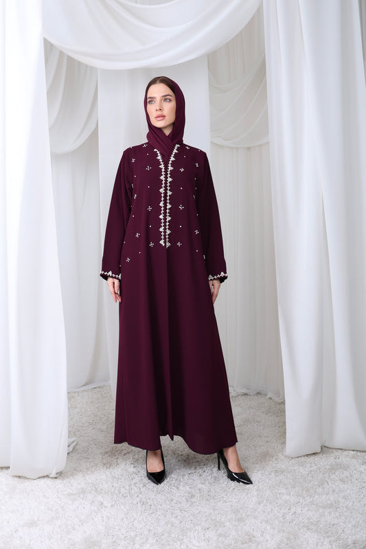 CLS-0012 Violet Hand embroidered Abaya