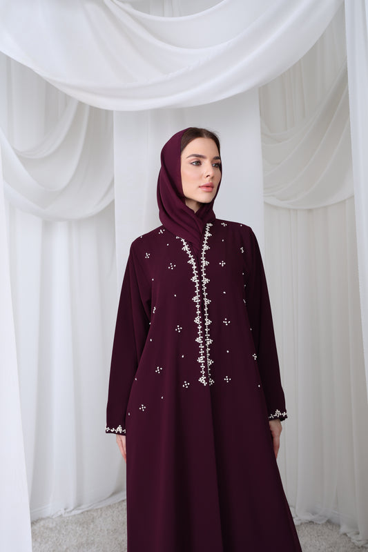 CLS-0012 Violet Hand embroidered Abaya