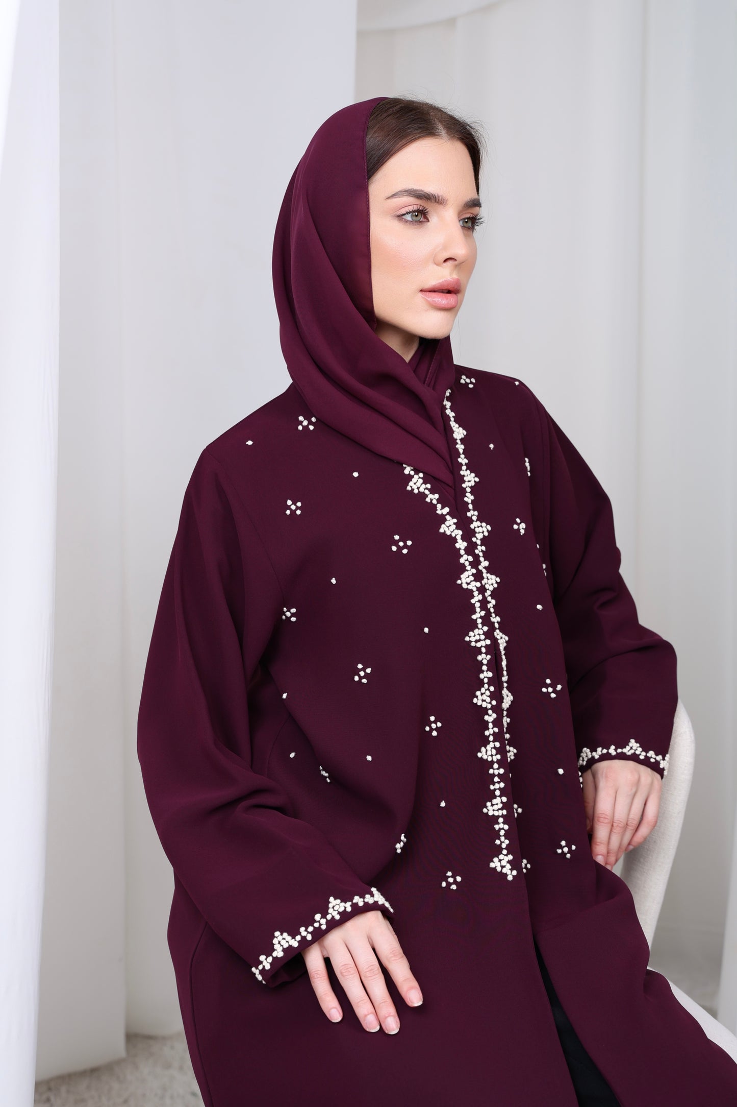 CLS-0012 Violet Hand embroidered Abaya