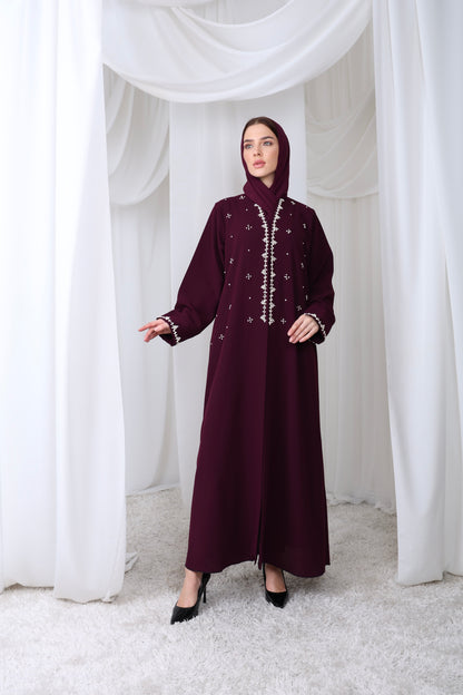 CLS-0012 Violet Hand embroidered Abaya